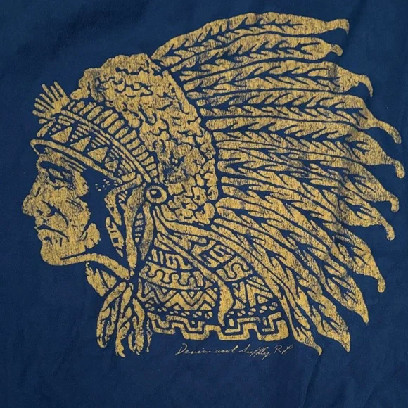 Vintage Denim & Supply Ralph Lauren Blue yellow chief tee M - Picture 3 of 4